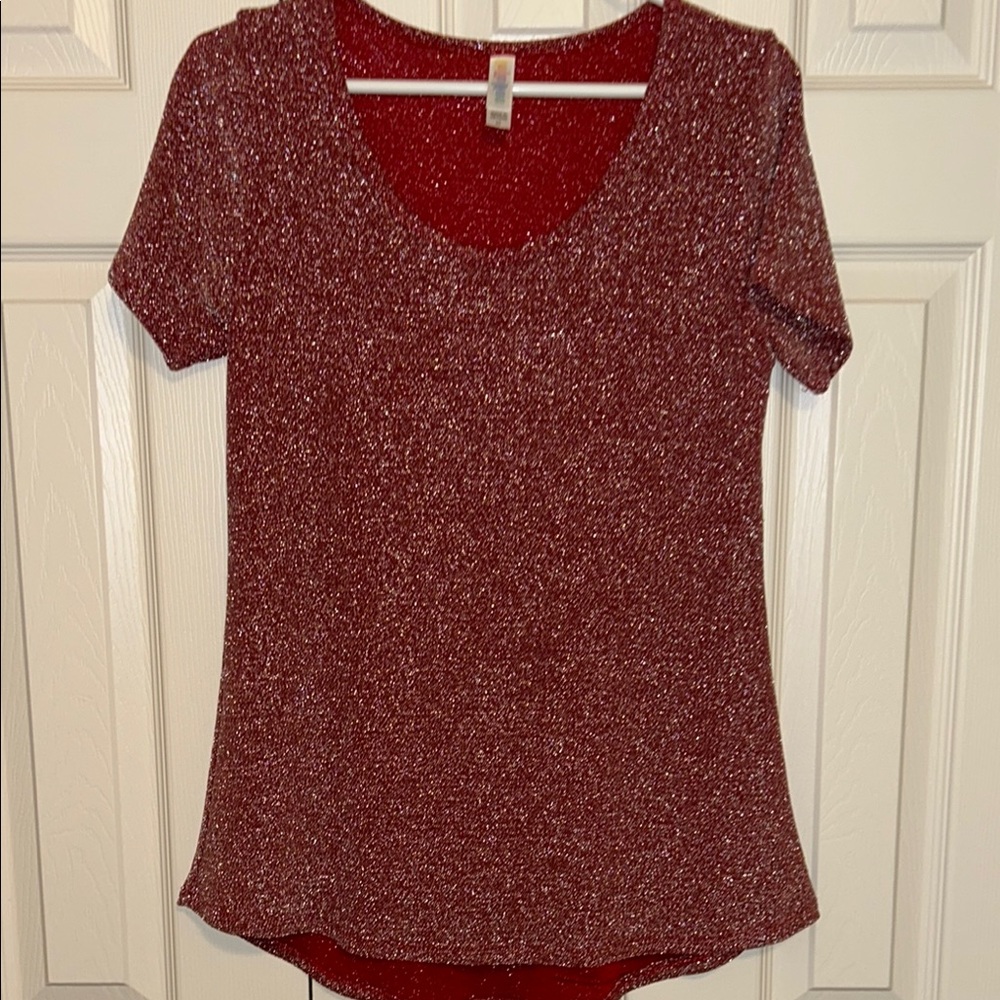 LuLaRoe Red Fitted Short Sleeve T-Shirt